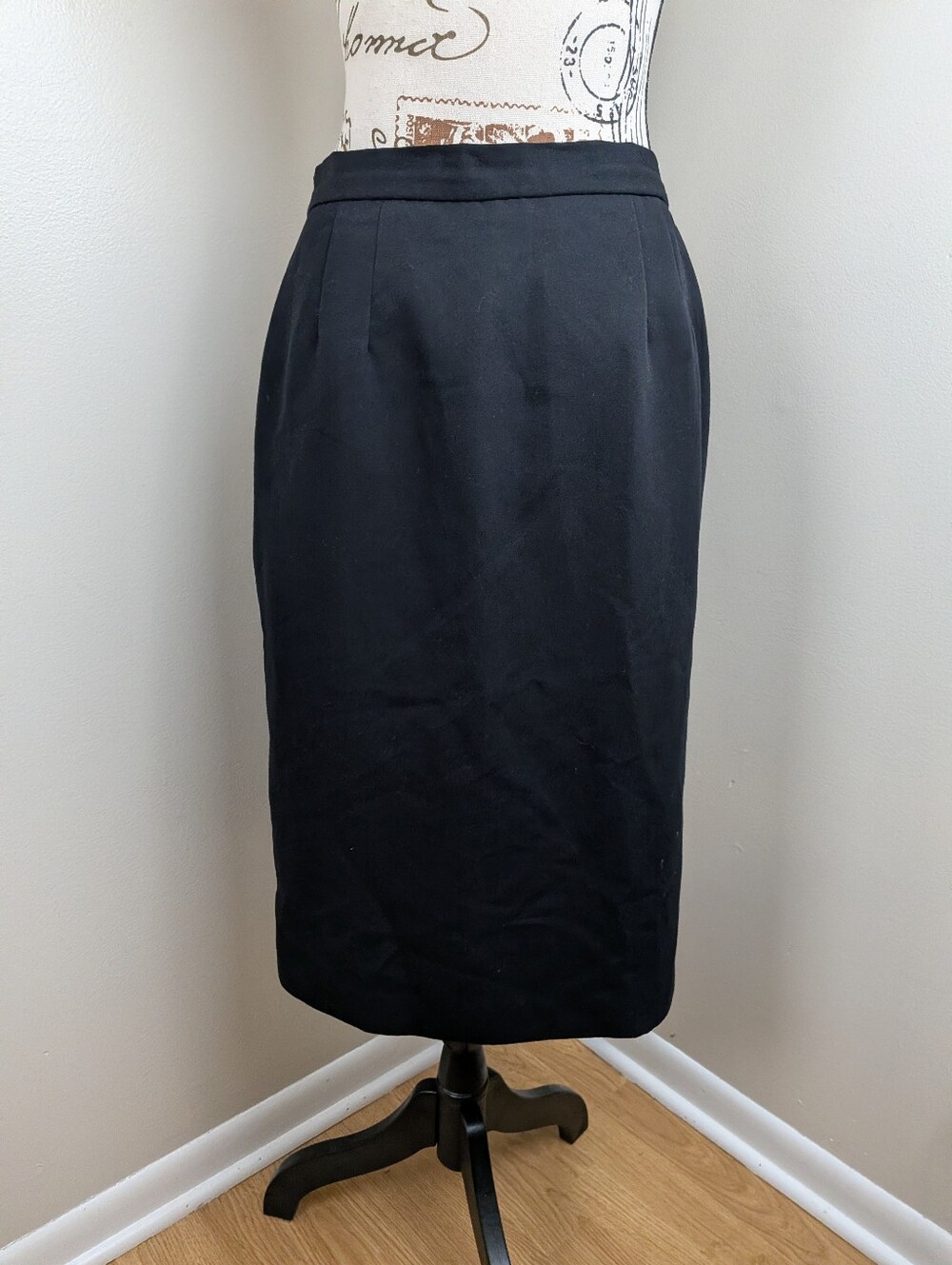 Liz Baker Vintage Black Elastic Waist Midi Pencil Skirt Size 10 Office Sundays